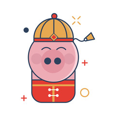 Pig Chinese New Year 2019 Icon | Pig boy Icon - with Outline Filled Style