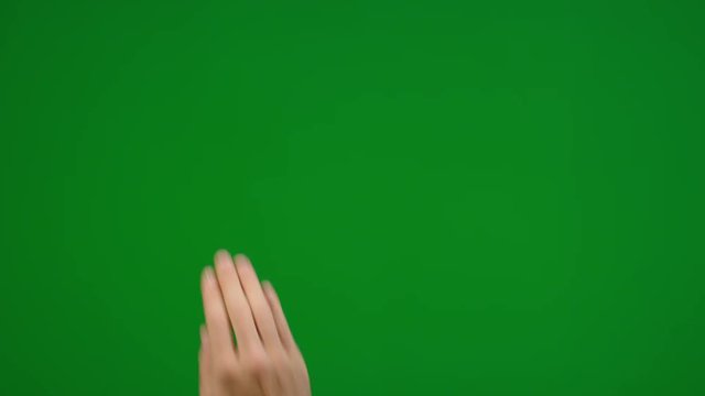 Set of 10 different full hand swipe gestures fast and slow on greenscreen 