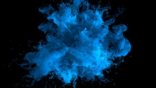 Dark Blue Color Burst - colorful smoke explosion fluid particles alpha matte
