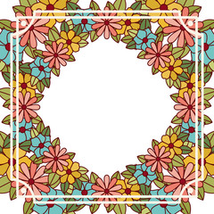 frame with flowers isolated icon