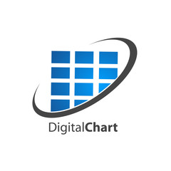 Digital chart block logo concept design. Symbol graphic template element
