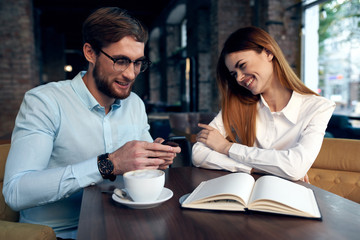 young couple in cafe