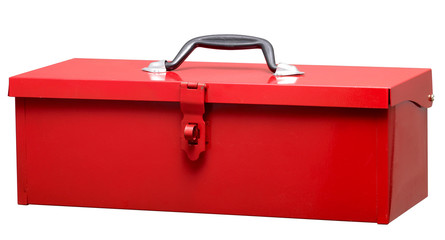 Red toolbox, isolated on white background