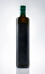Black oil bottle, isolated on white background