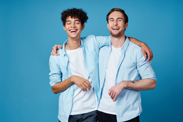 best joyful friends on a blue background