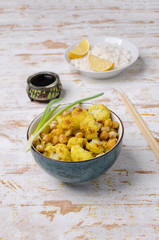 Roasted cauliflower with chickpeas
