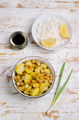 Roasted cauliflower with chickpeas