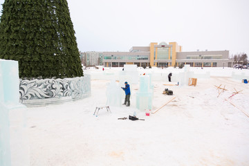 Portrait of a sculptor with a chisel in his hands