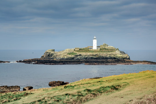 Godrevy Island and lighthouse Cornwall England UK Europe