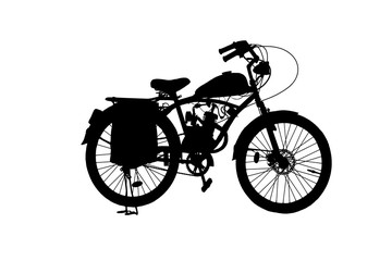 Fototapeta na wymiar silhouette vintage bike on white background.