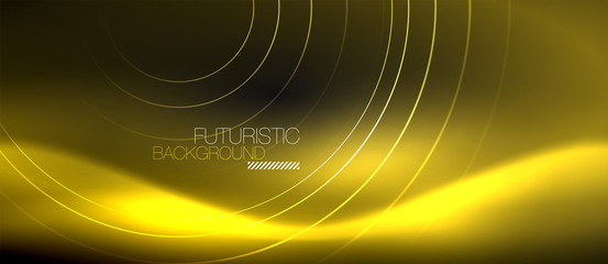 Dark abstract background with glowing neon circles