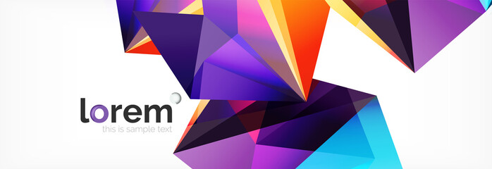 Fototapeta premium Vector colorful geometric triangle background, crystal banner design