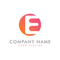 Letter E Modern Circle Shape Logo Design