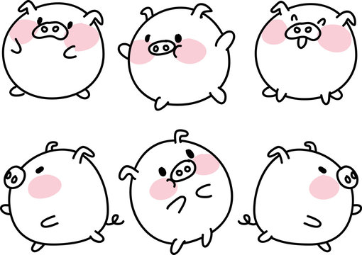 cartoon fat cute pig