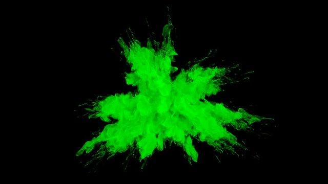 Green Color Burst - Colorful Smoke Explosion Fluid Particles Alpha Matte