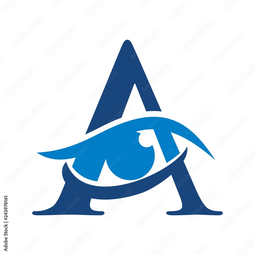 Wall mural letter a and eye symbol. vector logo.