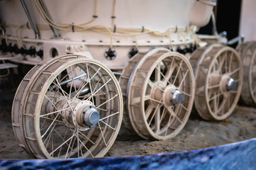 Wheels of model of old Soviet or Russian moon rover