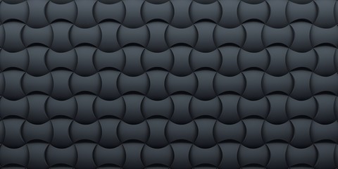 Black mosaic background with wave structure. 3D illustration