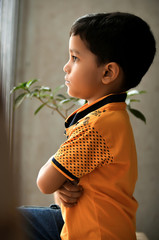 A Young Boy Side Look Portrait