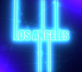 Los Angeles city name in geometry style design. Creative vintage typography poster concept. 3D rendering