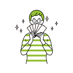 お金を稼ぐ男性。