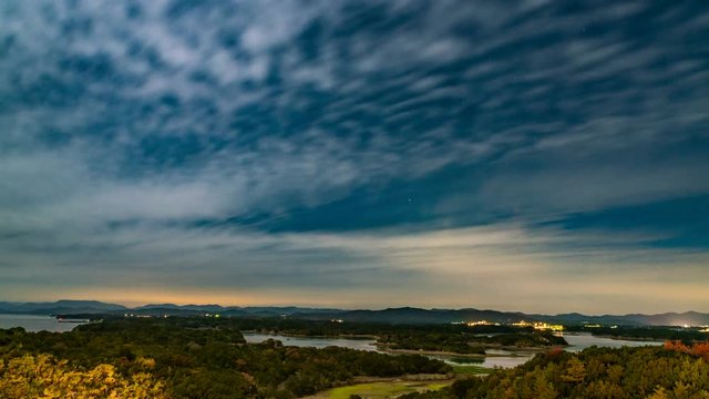 Astro Timelapse of Fast Clouds over Inland Sea in Ise, Japan 
