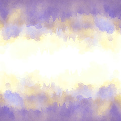 Watercolor card, greeting card of pink, purple, yellow,  lilac, abstract spot. For decoration and design. Splash, bright streaks of paint. Vintage postcard, business card, invitation.