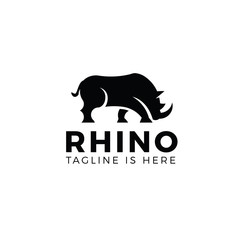 Angry rhino logo template isolated on white background