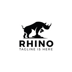 Rhino logo template isolated on white background