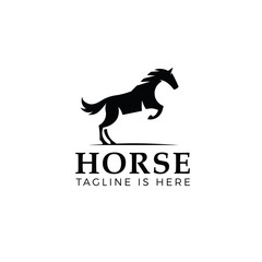 Jumping horse logo template isolated on white background