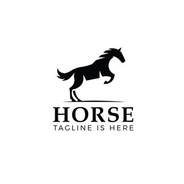 Jumping horse logo template isolated on white background