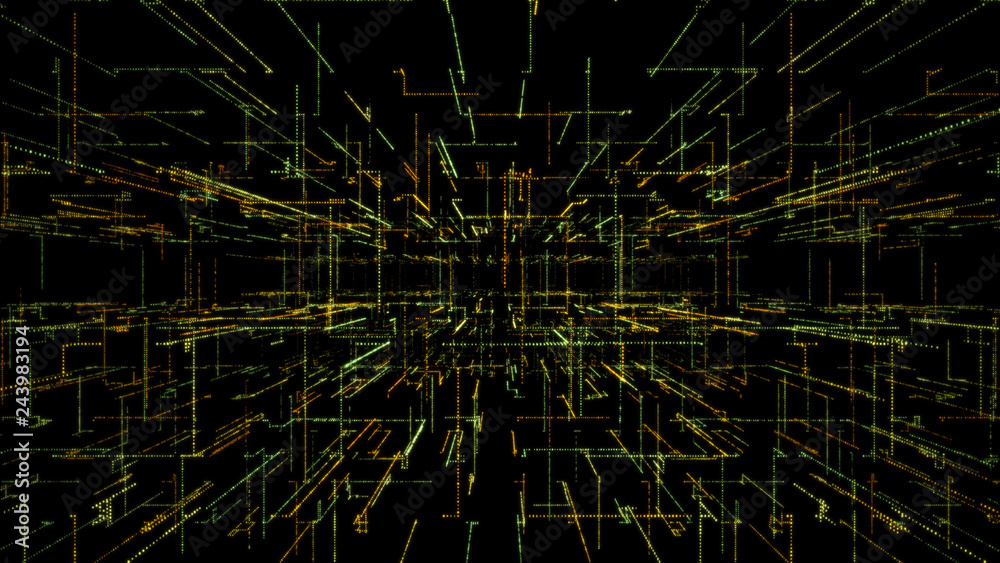 Poster 3d smart digital binary code with futuristic smart technology connection network concept .