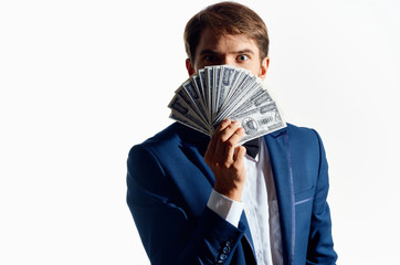 business man with money on an isolated background