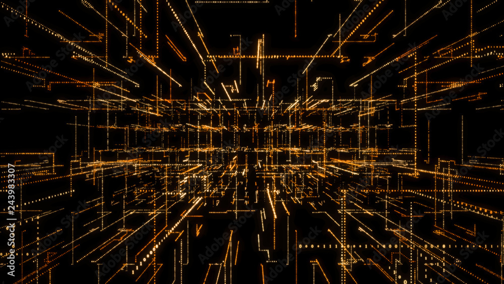 Poster 3d smart digital binary code with futuristic smart technology connection network concept .