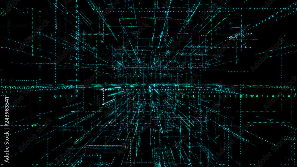 Poster 3d smart digital binary code with futuristic smart technology connection network concept .