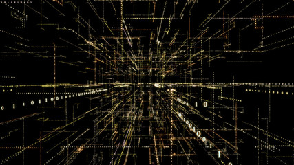 3D Smart digital binary code with futuristic smart technology connection network concept .
