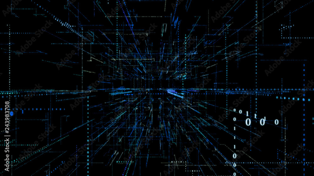 Poster 3d smart digital binary code with futuristic smart technology connection network concept .