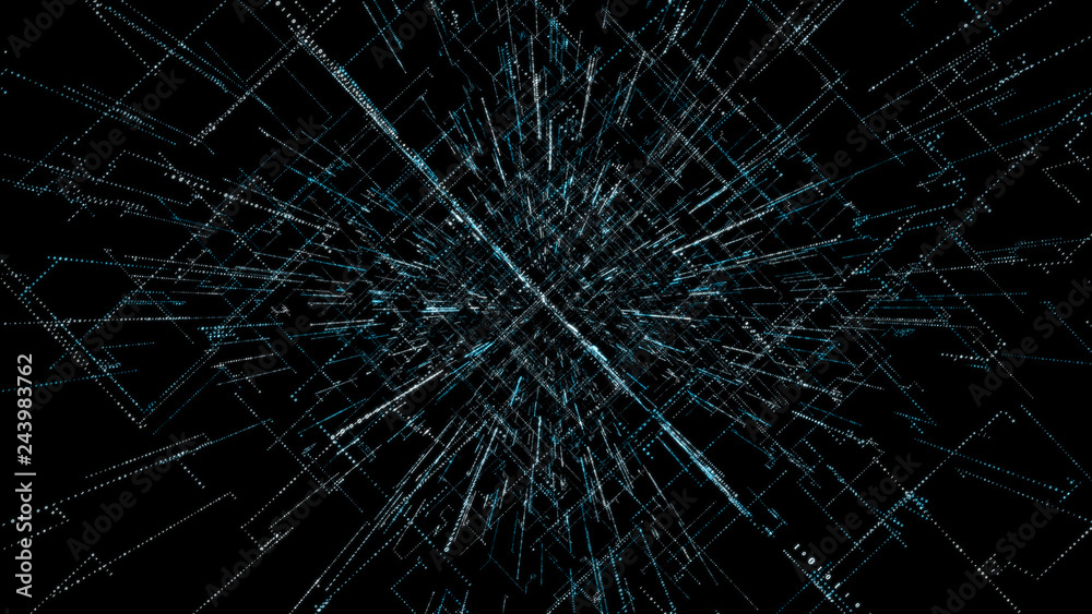 Poster 3d smart digital binary code with futuristic smart technology connection network concept .