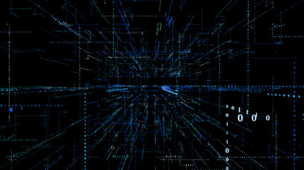 3D Smart digital binary code with futuristic smart technology connection network concept .