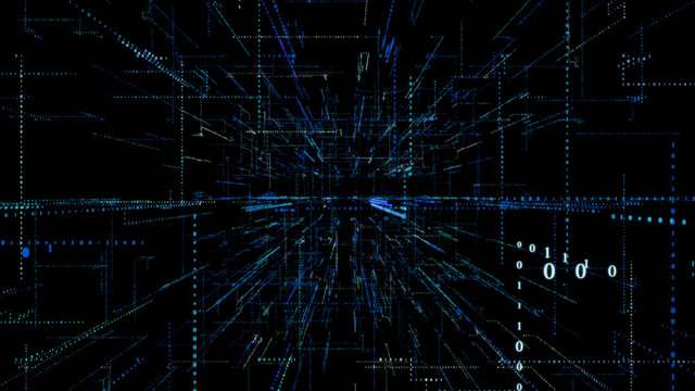3D Smart digital binary code with futuristic smart technology connection network concept .