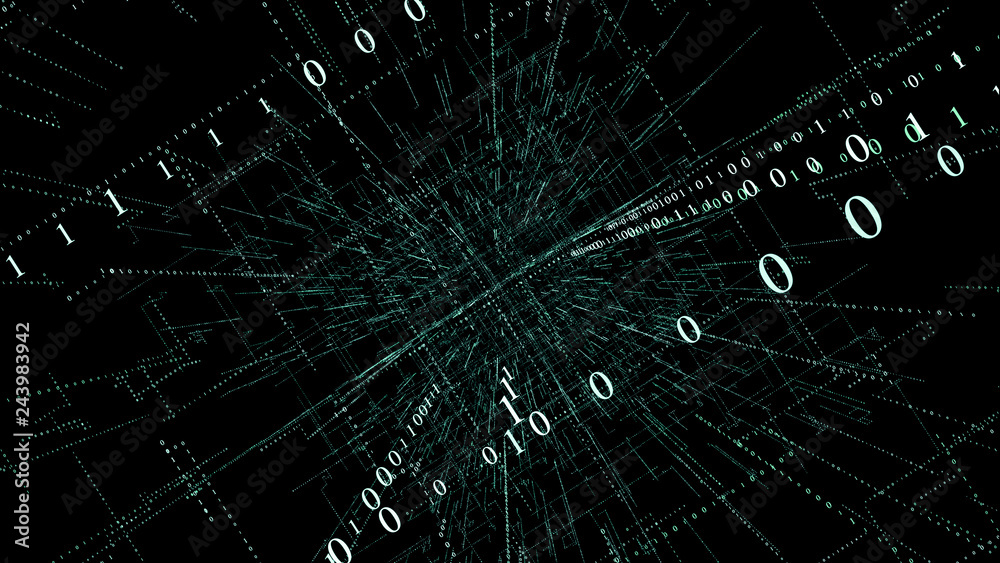 Poster 3d smart digital binary code with futuristic smart technology connection network concept .