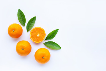 Fresh orange citrus fruit on white.
