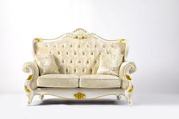 Luxurious vintage armchair on white background