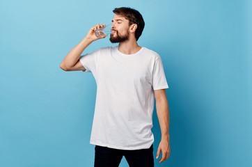 man with a beard drinking water logo