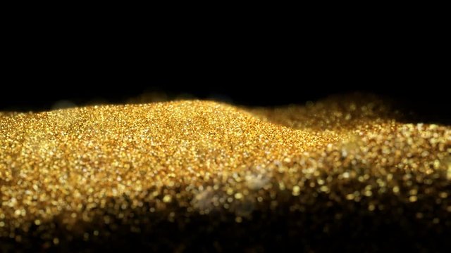 Shiny flowing wave golden glitter seamless VJ loop abstract particle background