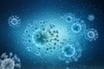3d rendering Virus bacteria cells background