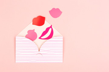 Envelope on pink background