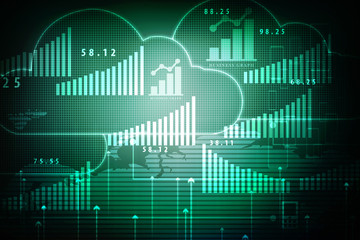 2d rendering Stock market online business concept. business Graph 