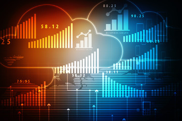 2d rendering Stock market online business concept. business Graph 