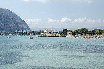 Holidaymakers enjoying Mondello, Sicily